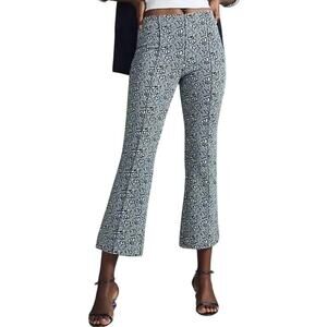 Anthro Maeve The Margot Kick-Flare Cropped Knit Pants Paisley Jacquard Print, M